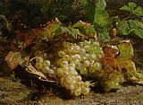 A still life with grapes in a basket